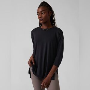 Athleta Inspire Top Oversized Long Tunic 3/4 Sleeves MT M Tall Black